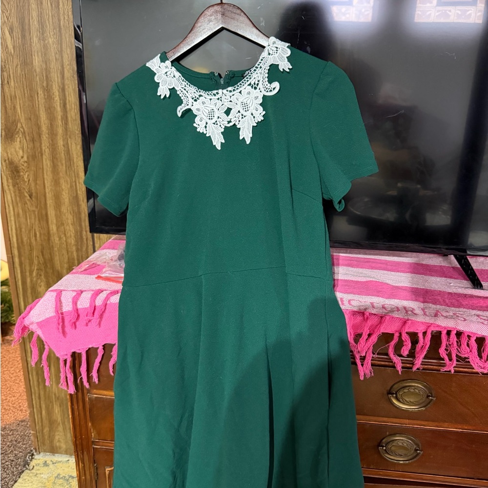 Hot Topic Green Mini Dress with White Lace 90s Grunge 2X